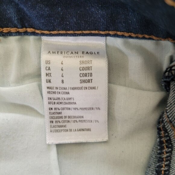 American Eagle 360° Ne(X)T Level Stretch Jeans Size 4 Short Distressed Denim - Picture 4 of 8